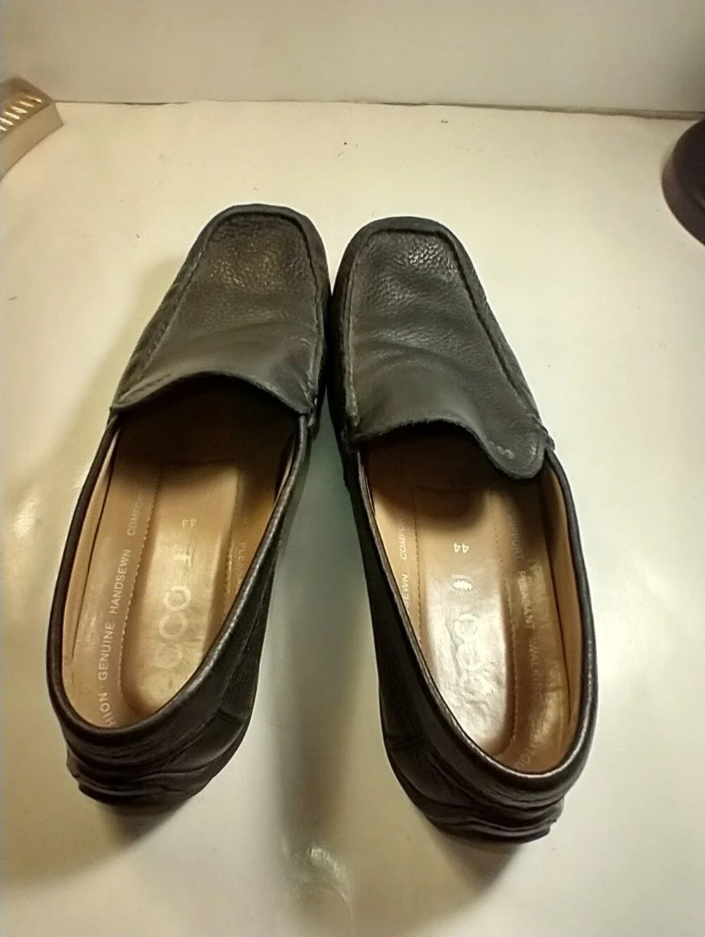 Ecco Black Leather Flex Sole Driving Moc Loafers Men's sz 10(44).